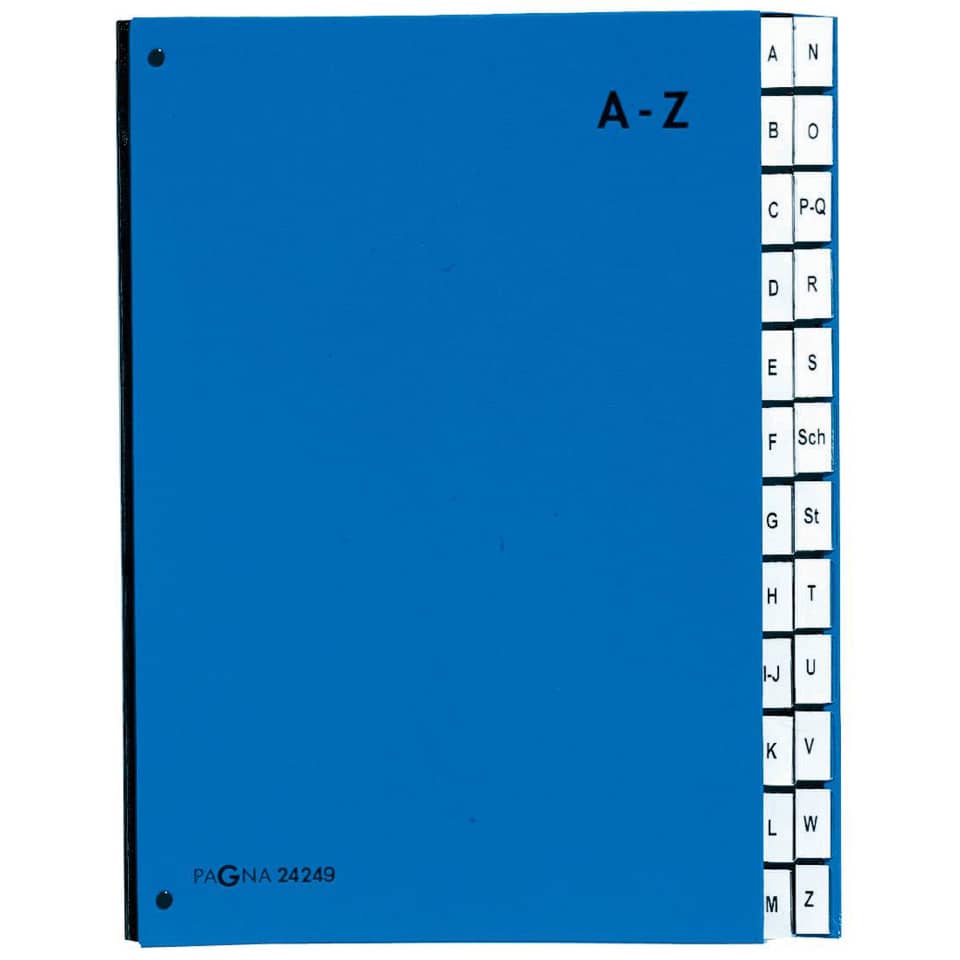 Ordner, A-Z, blaue Cover, Register, Notizbuch