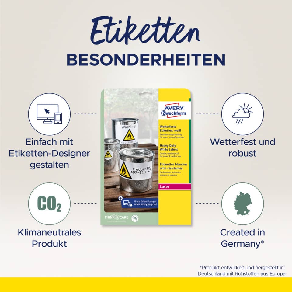 Etiketten, Wetterfest, Klebeband?, Label?, Zwei-Teil-Design?