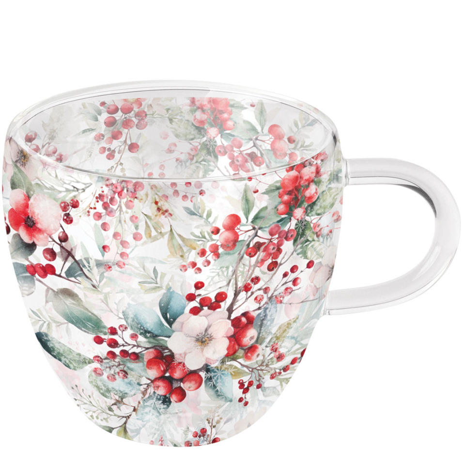 Tasse, Becher, Kaffeebecher, Blumenmuster, Glasdeckel