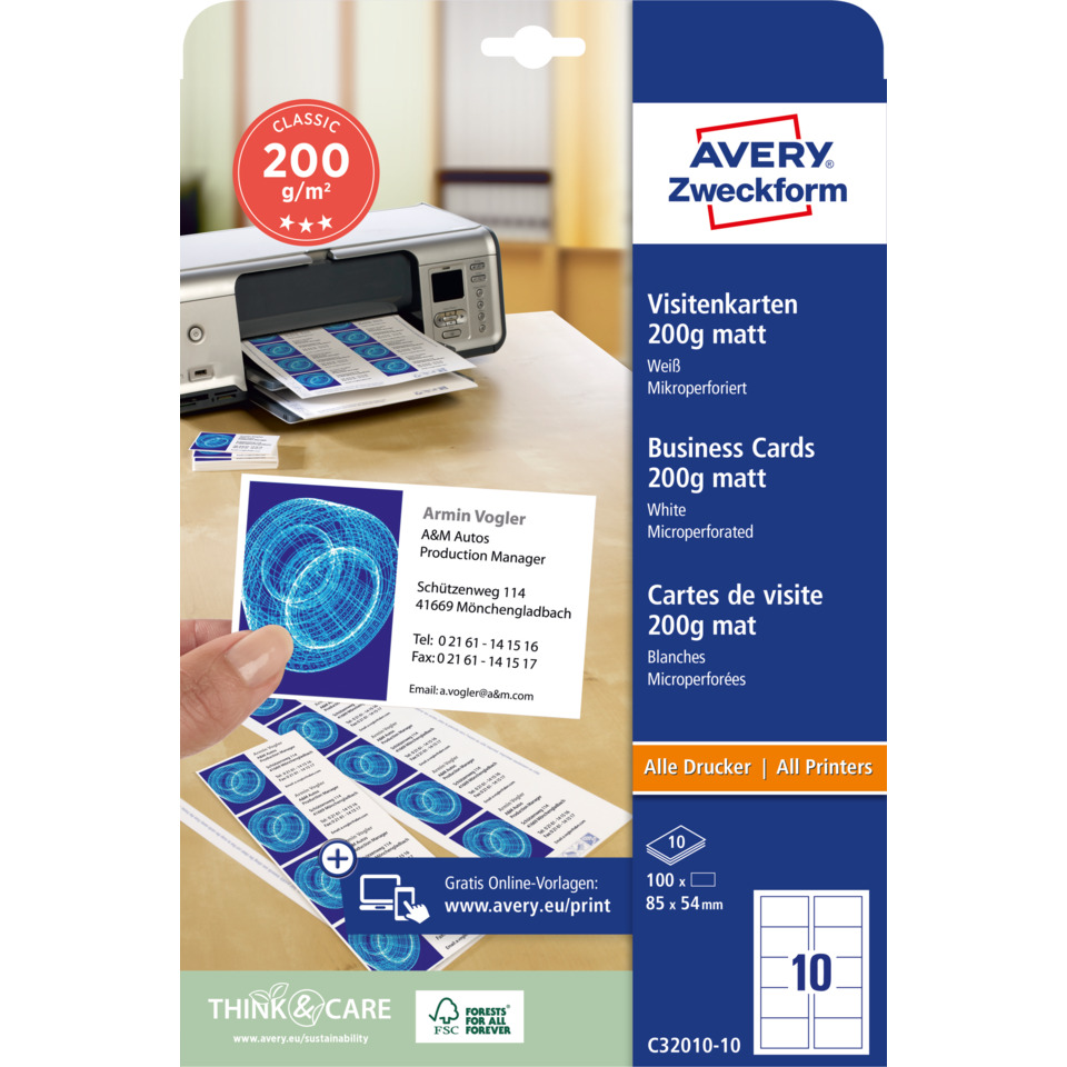 Visitenkarten, Business Cards, Drucksache, Mattweiß, Mikroperforiert