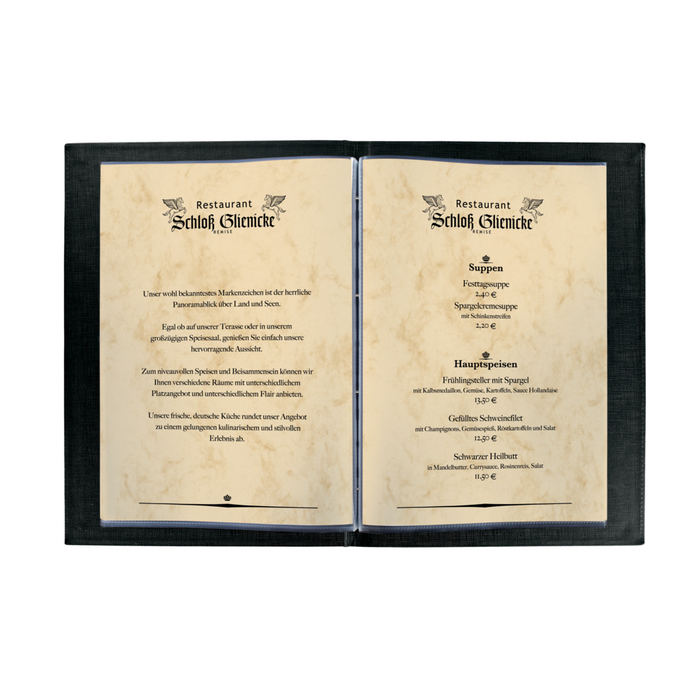 Menükarten, Speisekarte, Restaurant, Doppelseite, Papier, Menü, Speisekarte, Diner, Schwarz, Offenbarliches Regal