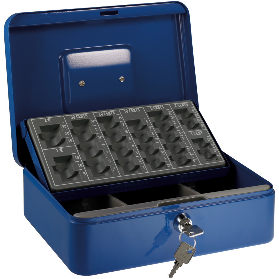 Geldkassette, Geldbehälter, Schlossfach, Schließfach, Geldkassette blau