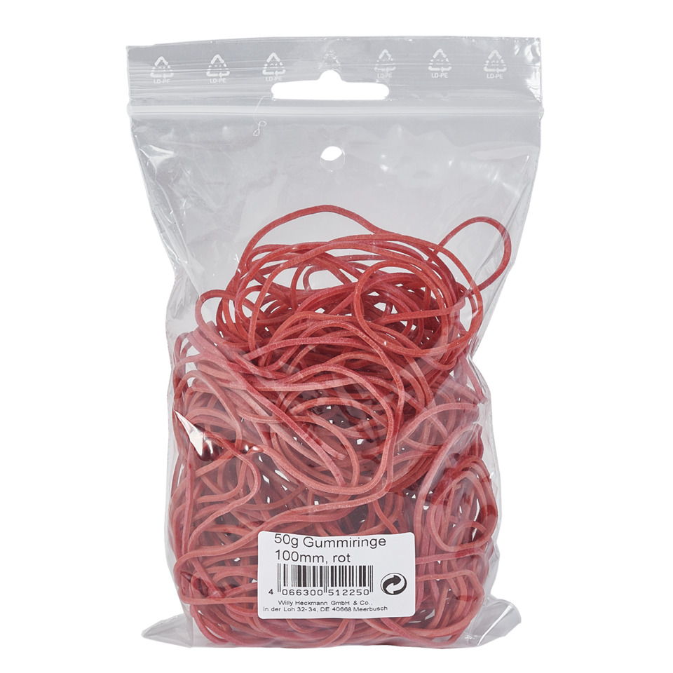 Gummi-Ringe, Gummibänder, haargummis, 100mm, rot