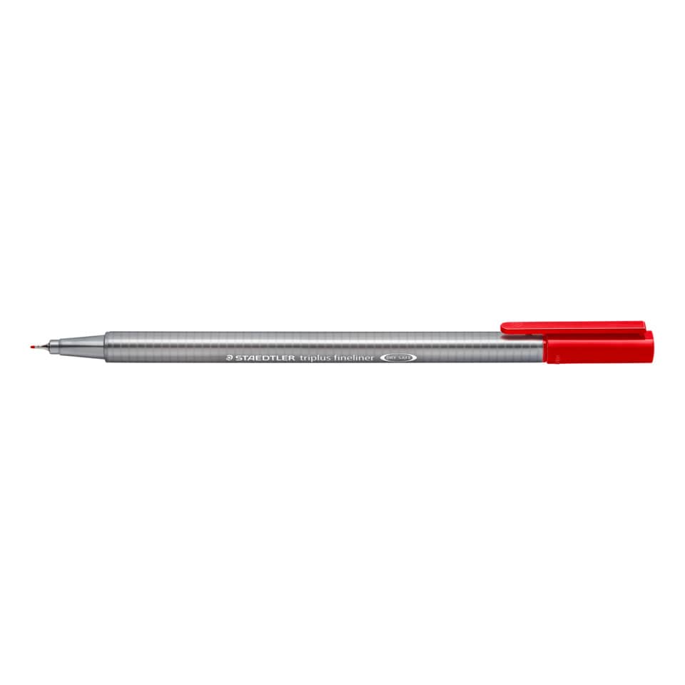 Fineliner, Kugelschreiber?, Roter Deckel, Metallhülse, Staedtler triplus fineliner
