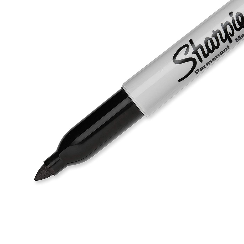 Marker, Permanent marker, Schwarze Tinte, Kunststoffspitze, Stiftkörper