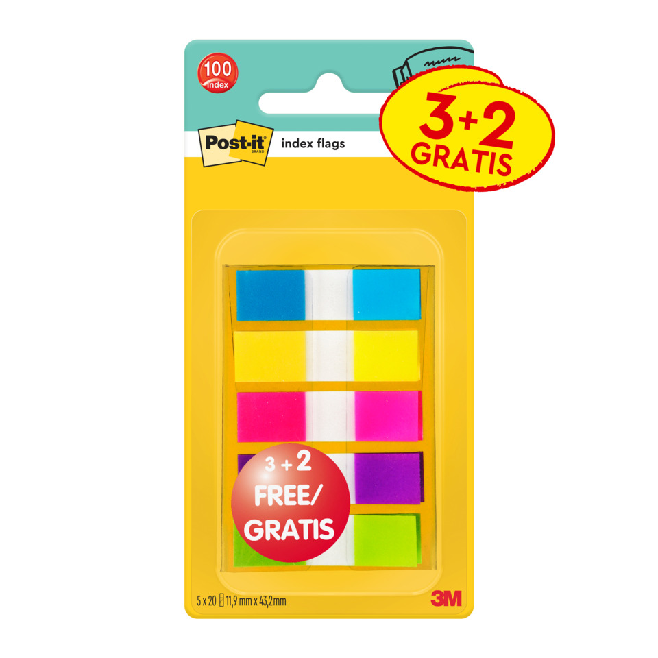 Haftstreifen Index Mini Promotion, 12x43mm, 3x20 Blatt, sortiert POST-IT 683-5CBP
