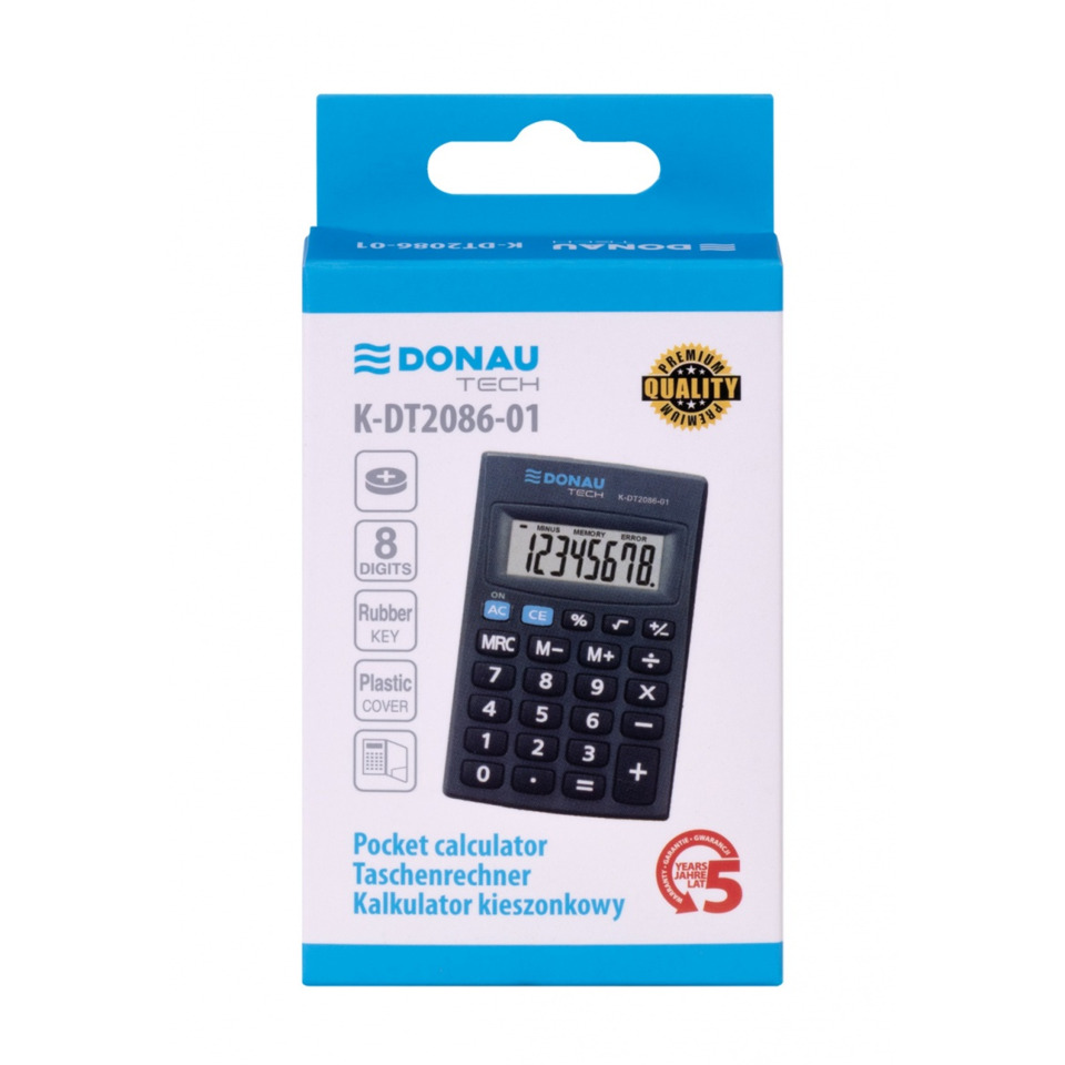 Taschenrechner, 8 Digits, Gummi-Tasten, Kunststoffabdeckung, Bedienfeld