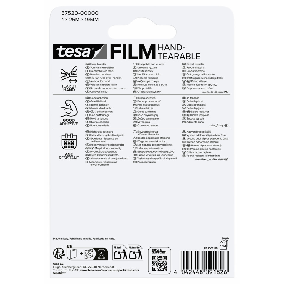 Film, Hand-tearable, Klebefilm, Alterungsbeständig, tesa Film