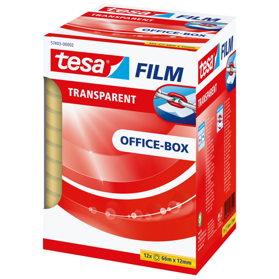 Klebeband, Transparent, Filmbox, Office-Box, 66mm x 12mm