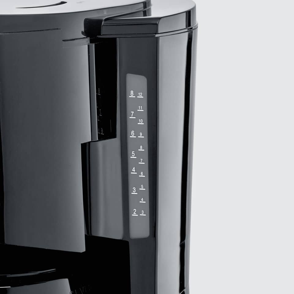 Kaffeemaschine, Drucktasten, Wassertank, Schwarz, Edelstahl-Optik