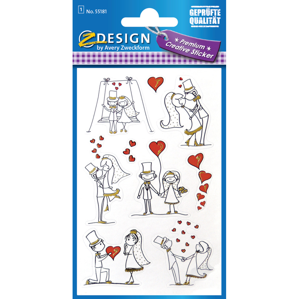 Hochzeitsaufkleber, Paar Sticker, Herzliche Motive, Bräutigam Braut, Liebe Paare