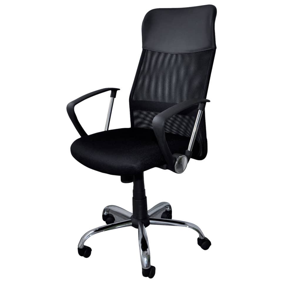 Bürostuhl, Mesh-Rückenlehne, Schreibtischstuhl, Schwarz, Verstellbare Armlehnen