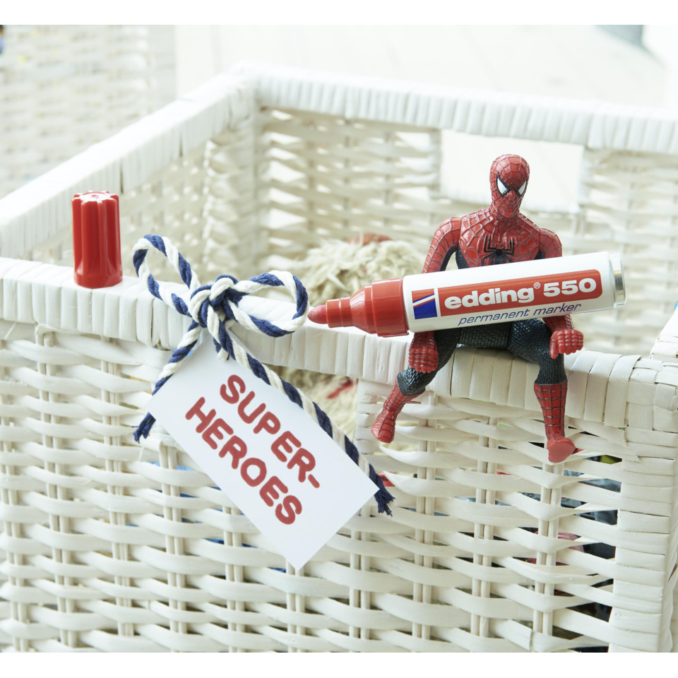 Spiderman Figur, Marker, Permanent marker, Korb, Geschenkidee