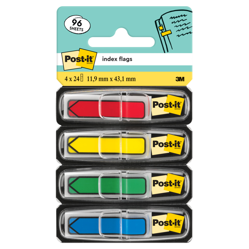 Indexflaggen, Post-it, neonfarbig, Rechteckig, Packung