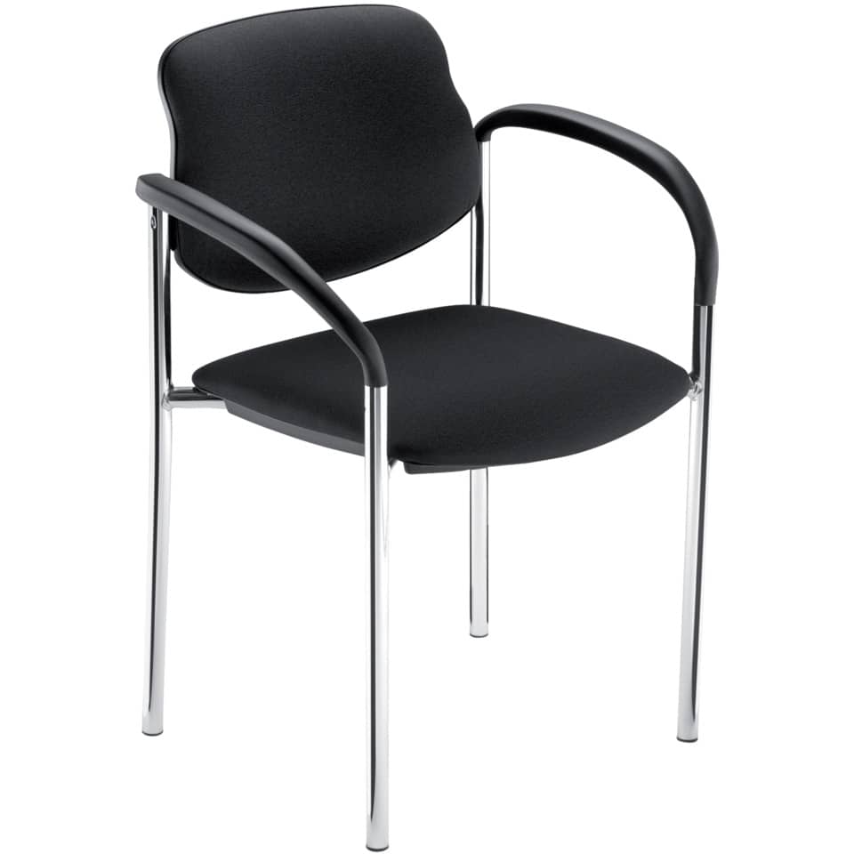 Stuhl, Bürostuhl, schwarz, Polsterstuhl, Chromstahl