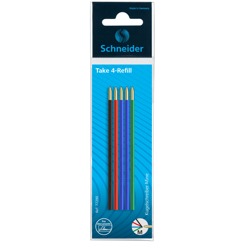 Kugelschreiber, 4er-Refill, Kugelschreiber-Minen, Buntstift-Refill, Schneider"