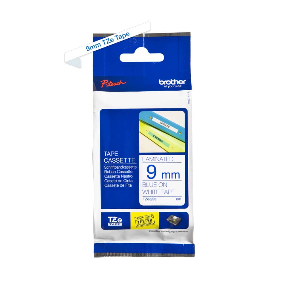 Klebeband, Tape, Laminiert, 9 mm, Blau-auf-Weiß