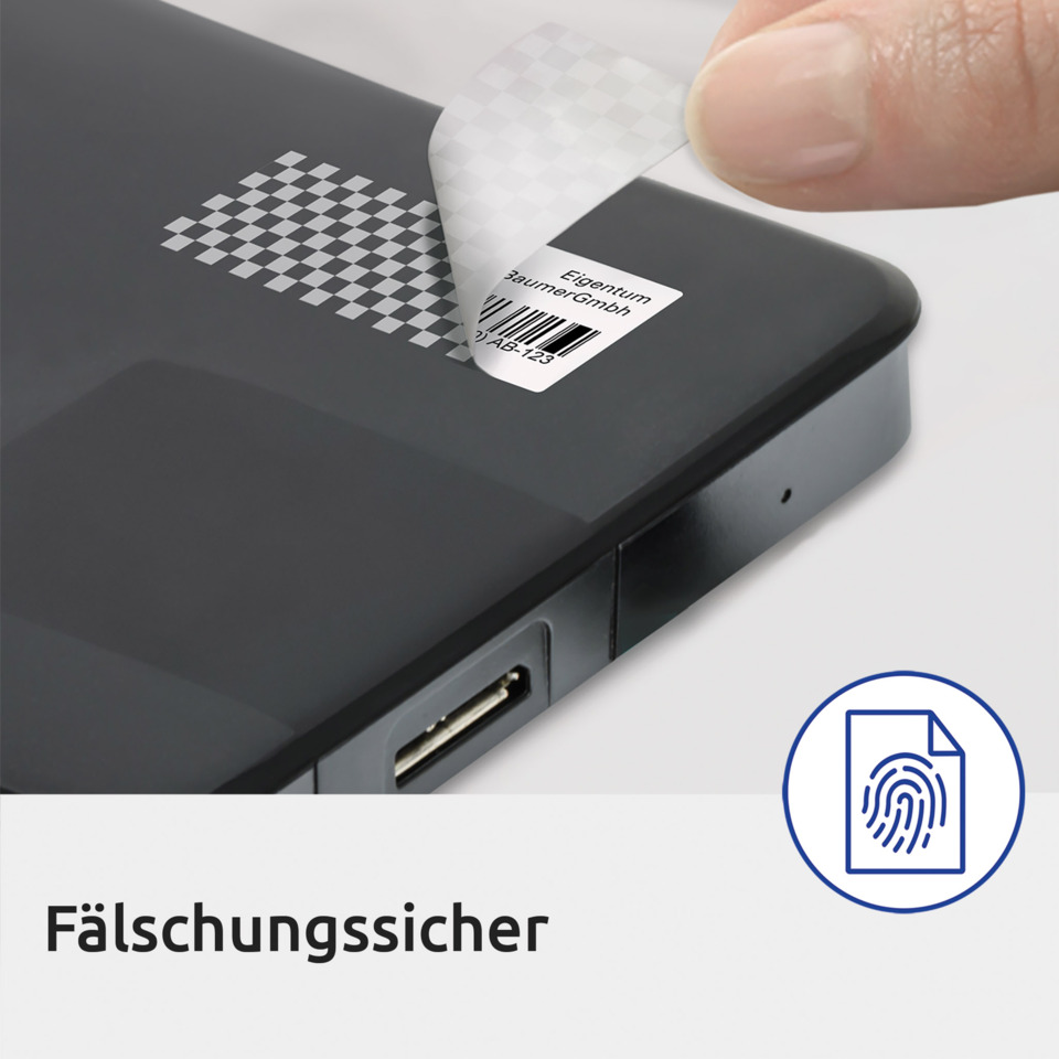 Etikett, Fälschungssicher, Laptop, Druckmuster, Hülle