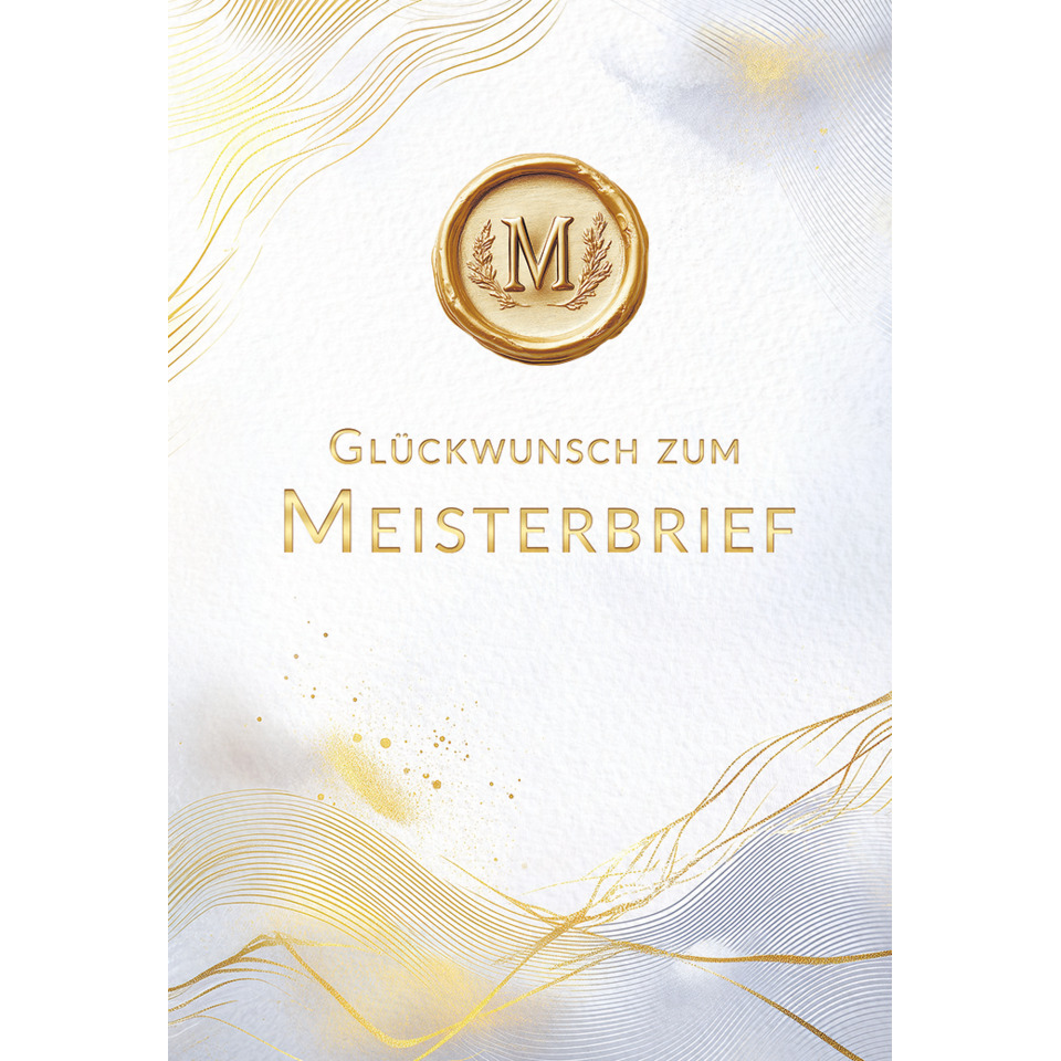 meisterbrief, glückwunsch, brief, karte, gold