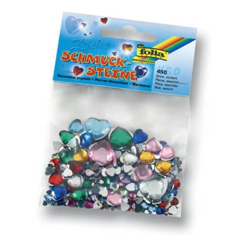 Schmucksteine Herzen, 450 Stück, sortiert FOLIA 1241