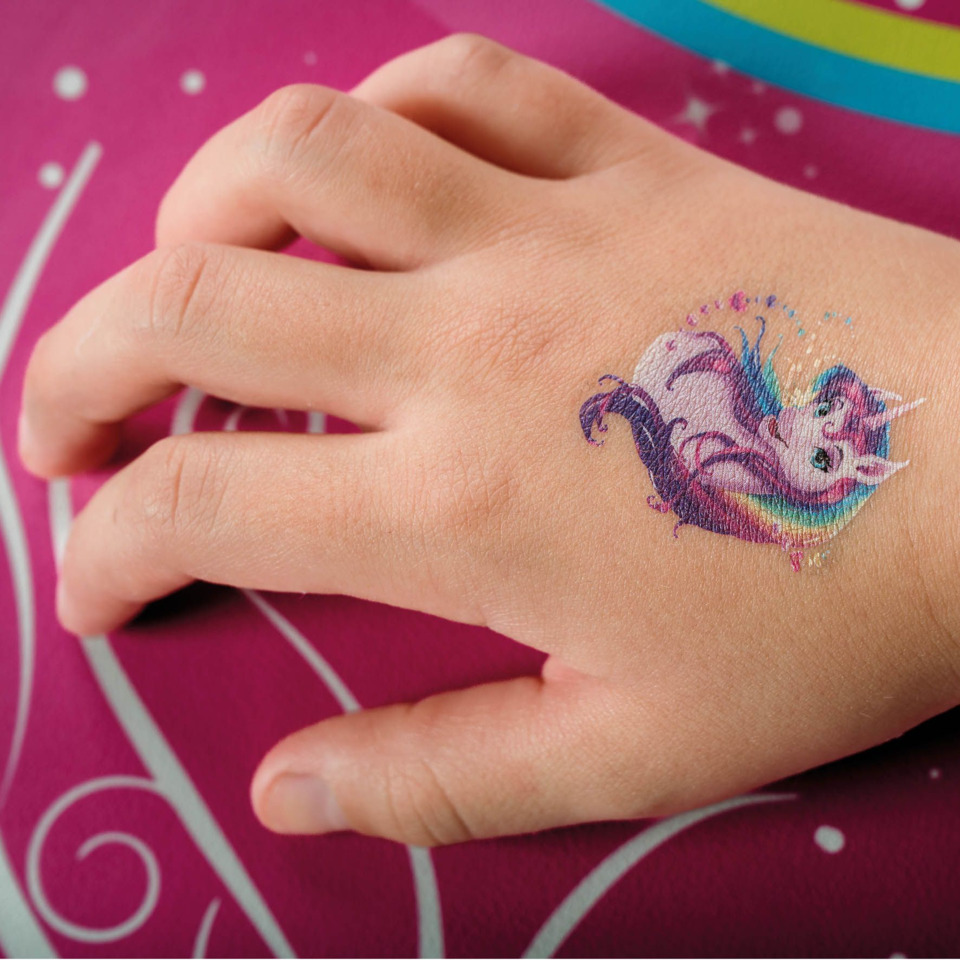 Tattoo, Einhorn, Regenbogen, Muster, Hand