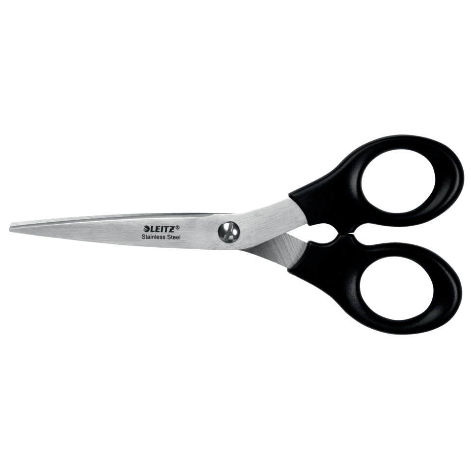 Schere, Küchenschere, Edelstahl, schwarze Griffe, spitze Klingen