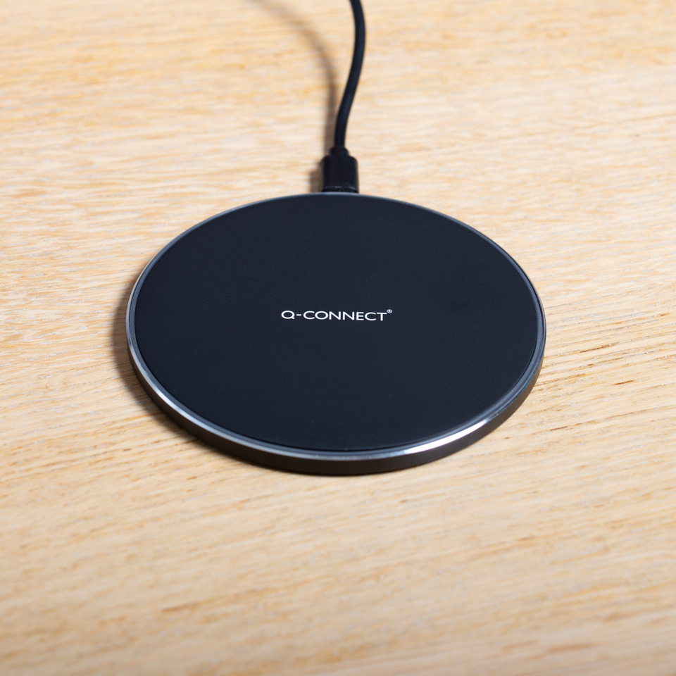 Q-Connect, Kabelloses Ladegerät, Ladepad, Metallisch, Schwarz