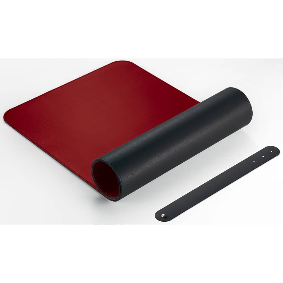Leder, Tischauflage, Schreibtischunterlage, rot, Schwarze Rolle