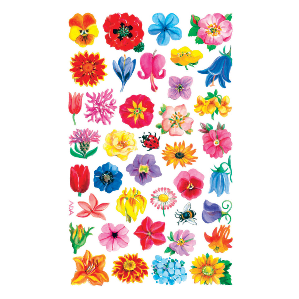 blumen, blumiger aufkleber, aquarellblumen, bunte blüten, botanische dekoration