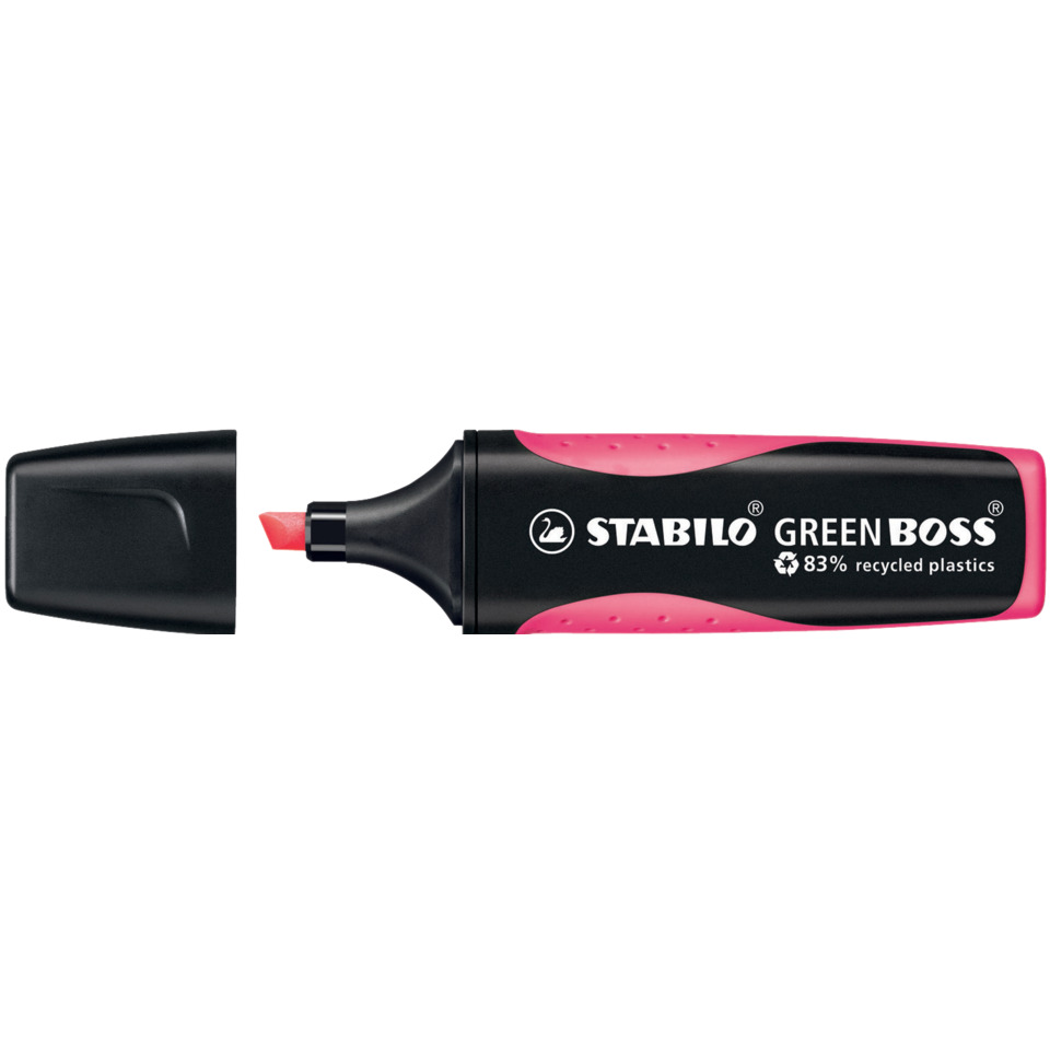Marker, Highlighter, Pink, Chisel Tip, Plastic refillable