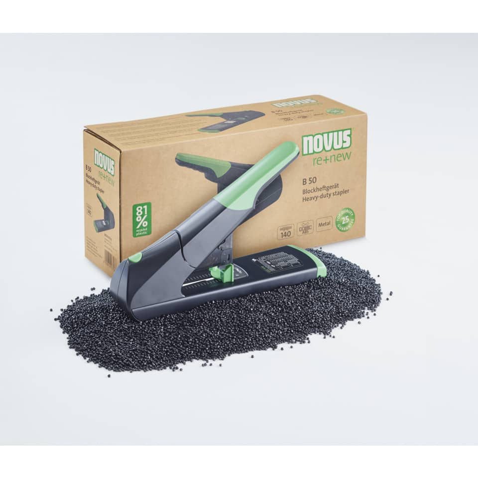 Heftgerät, Stahl, Grün, Kautschukgranulat, Heavy-Duty