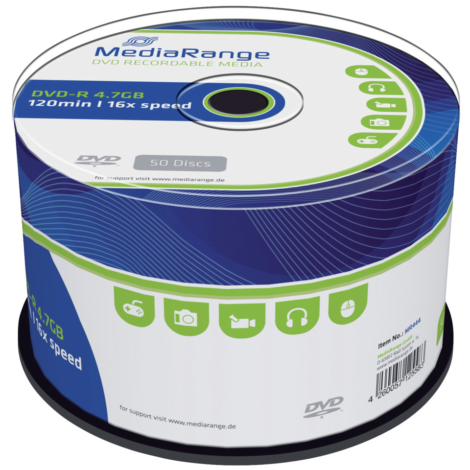 CD/DVD, DVD-R, 50 Discs, 16x speed, colorful packaging