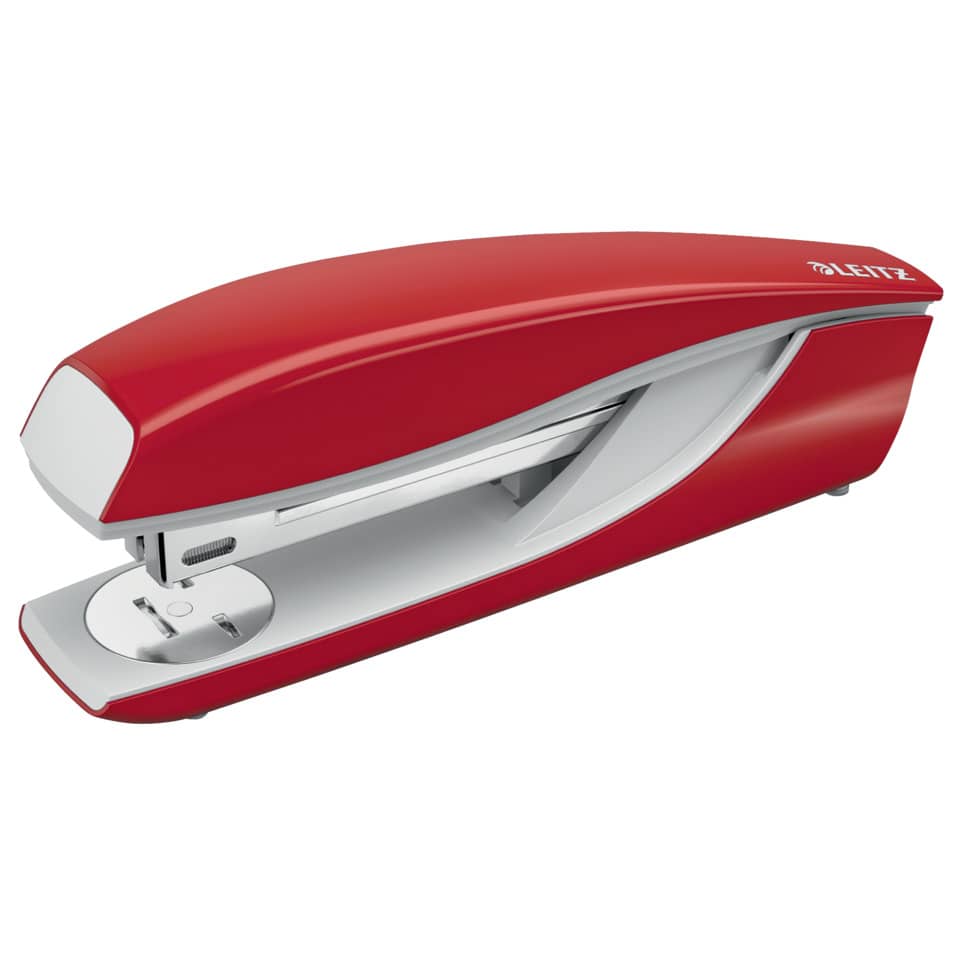 Klammerstapler, Rot, Metallbasis, Spitzenfläche, Kopfteil-Design