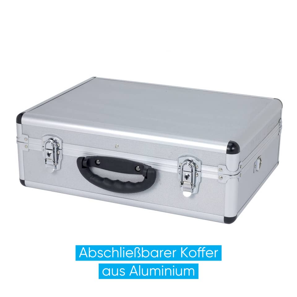 Koffer, Aluminium, Metallkoffer, Schwarz, Tragegriff