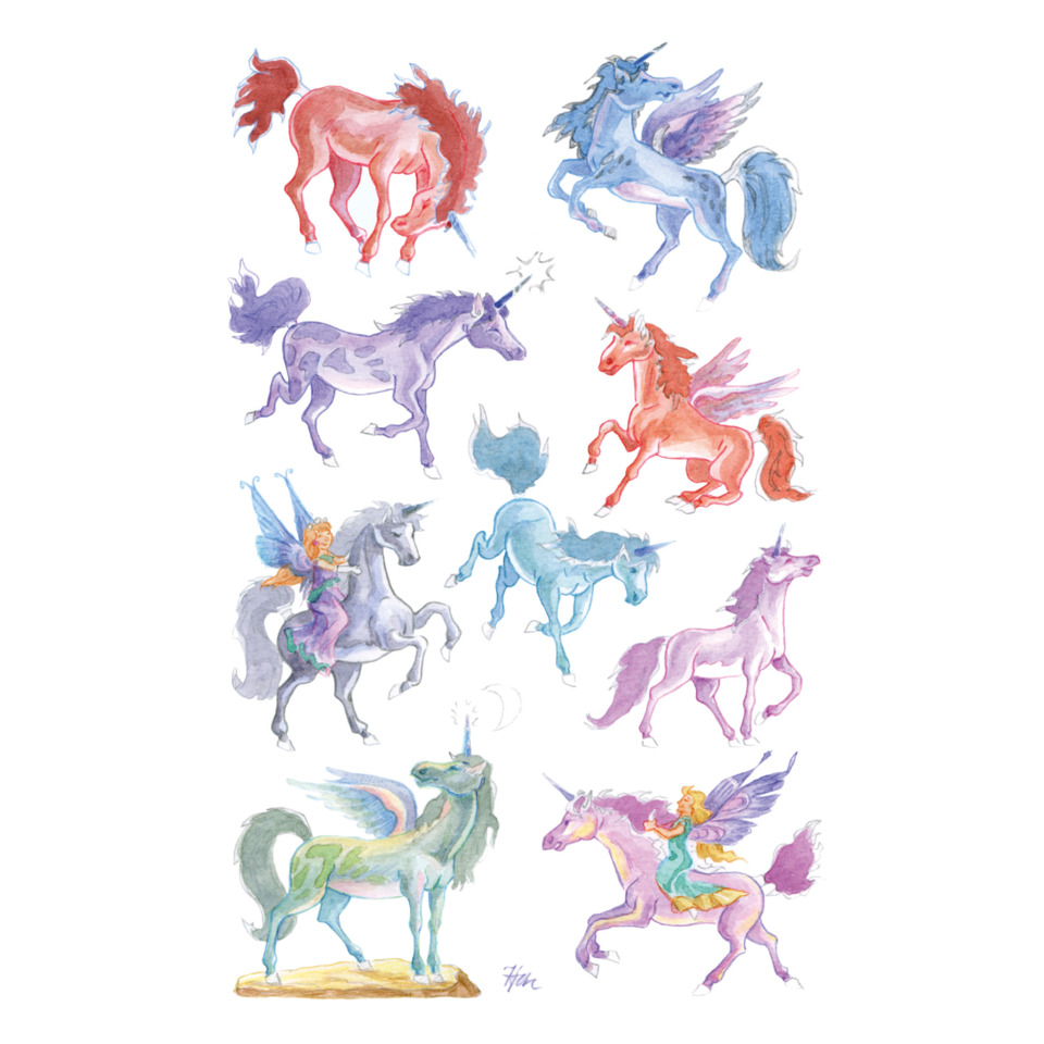 Einhorn, Einhorn-Illustration, mythische Kreaturen, bunte Einhörner, Märchenpferde
