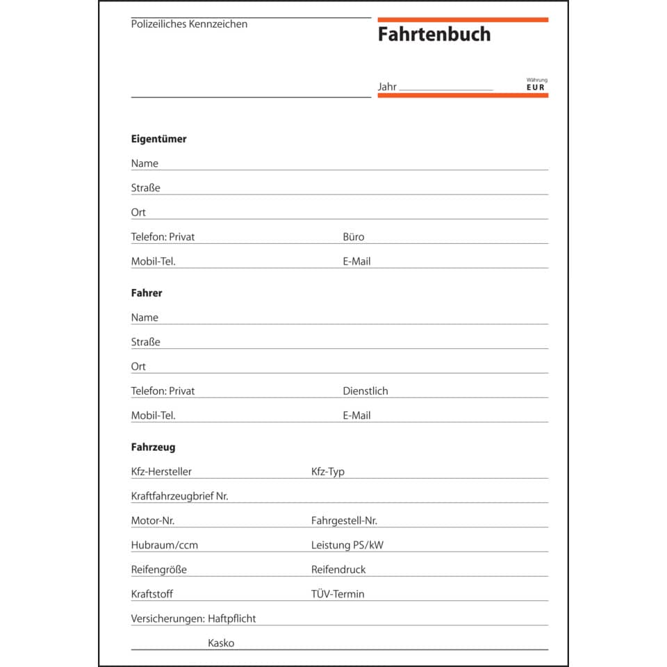 fahrtenbuch, formular, auto, fahrer, fahrzeug