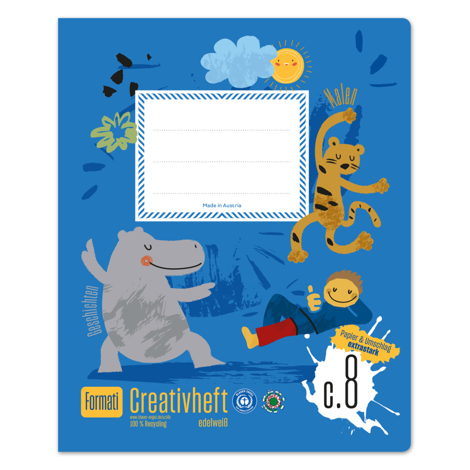 Notizblock, Creativheft, Kunstpapier, Format A5, blau