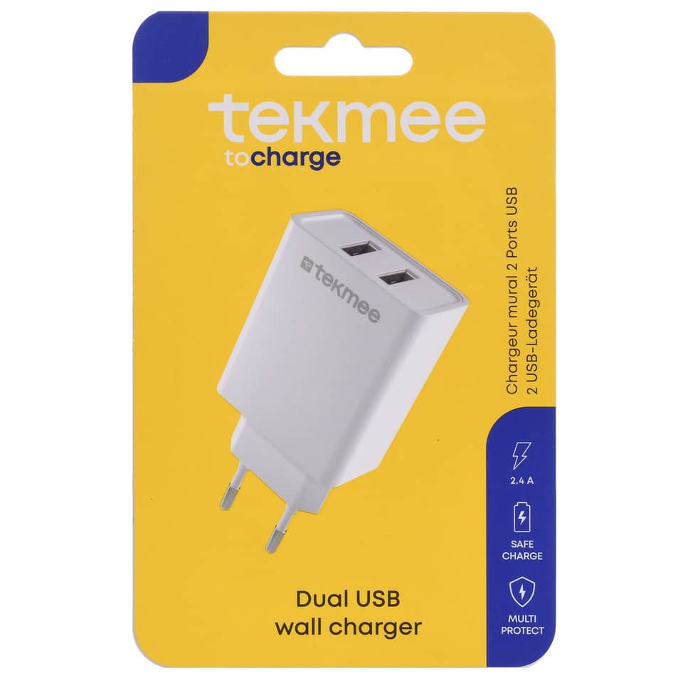 Dual-USB-Wandlader, USB-Ladegerät, USB-Wandladegerät, 2 Ports, Weißes Ladegerät