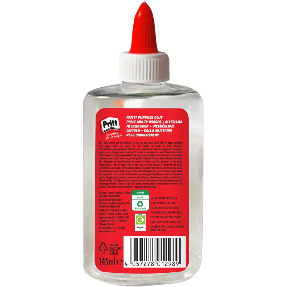 Klebstoff, Schmuckkleber, Pritt, Klebstoff Flasche, transparent