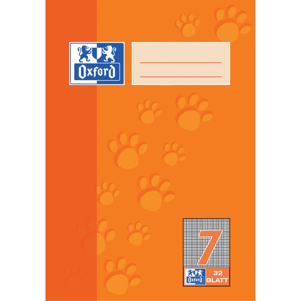 orange notebook, pfotenabdrücke, Oxford, Notizbuch, Gitter 7 Etikett