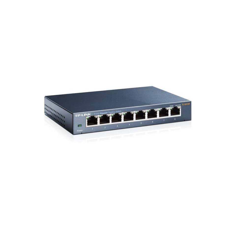 Switch, 8-Port, Gigabit, Netzwerkgerät, Desktop-Switch