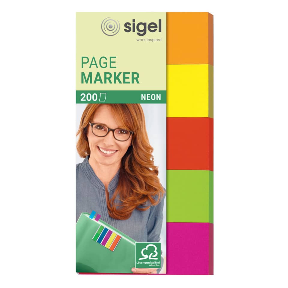 Seitenmarker, Neonfarben, Brillenträger, Markerstifte, Haftnotizen-Set