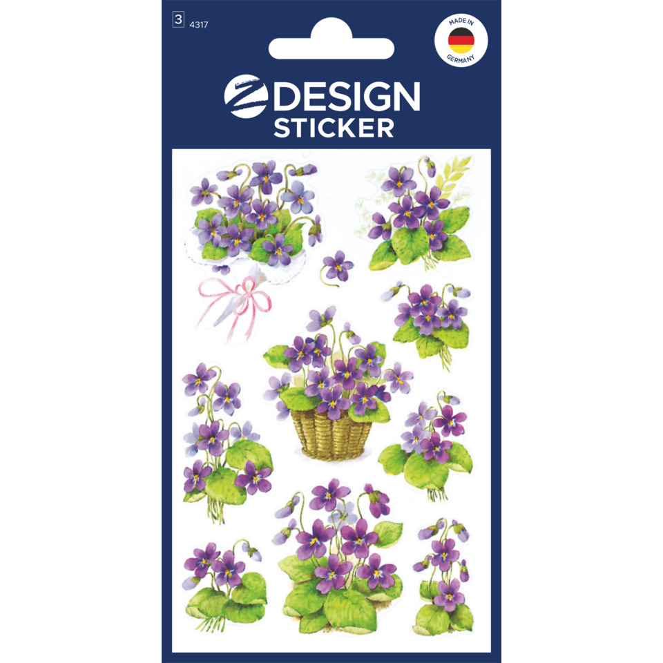Vorschnitt-Blumen, Violett-Veilchen, Korb-Veilchen, Pflanzen-Aufkleber, Dekor-Sticker