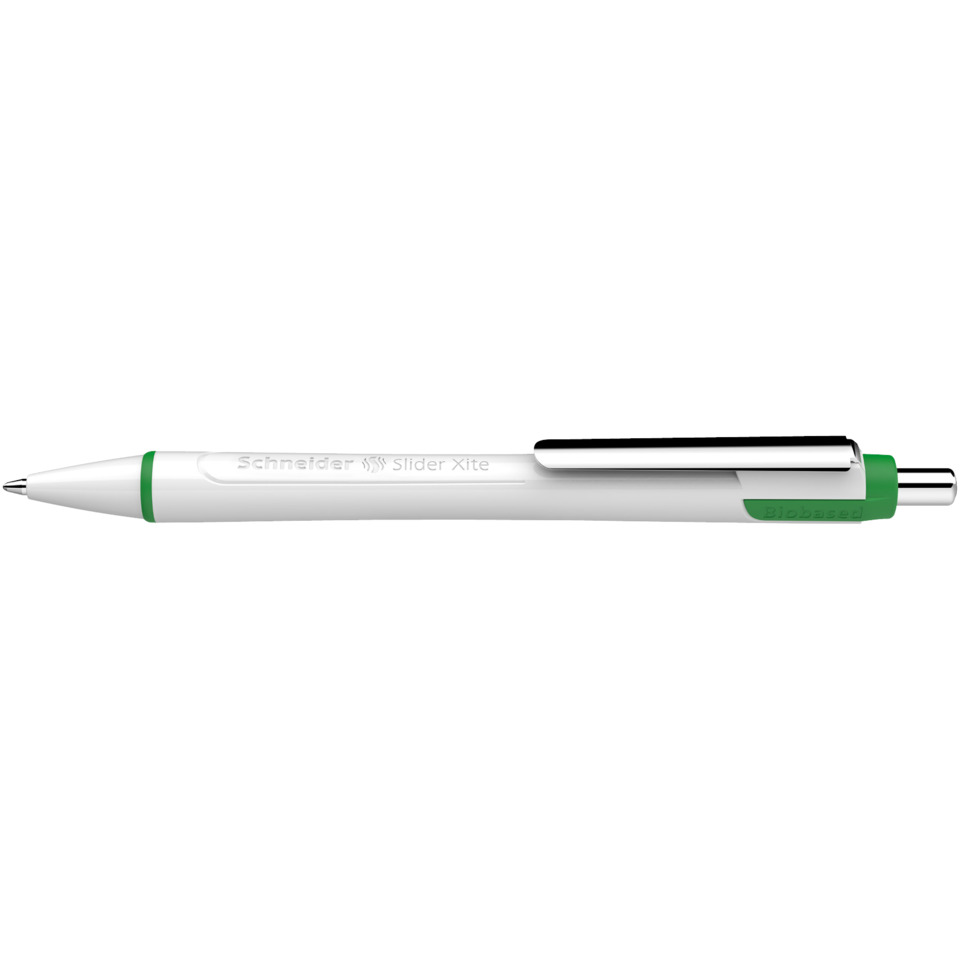 Kugelschreiber, Schreibgerät, Gleitschreiber, weiße Farbe, grüne Akzente