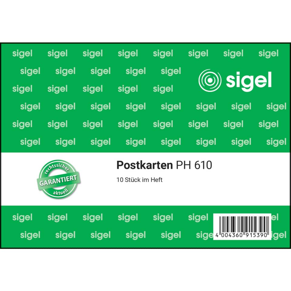 Postkarten, PH 610, 10 Stück im Hef, Barcoded, sigel branding