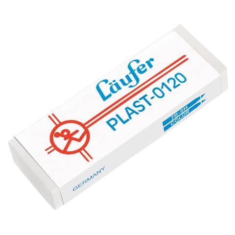 Radierer Plast, Kunststoff, 65x21x12 mm, transparent, mit Banderole LÄUFER 01200