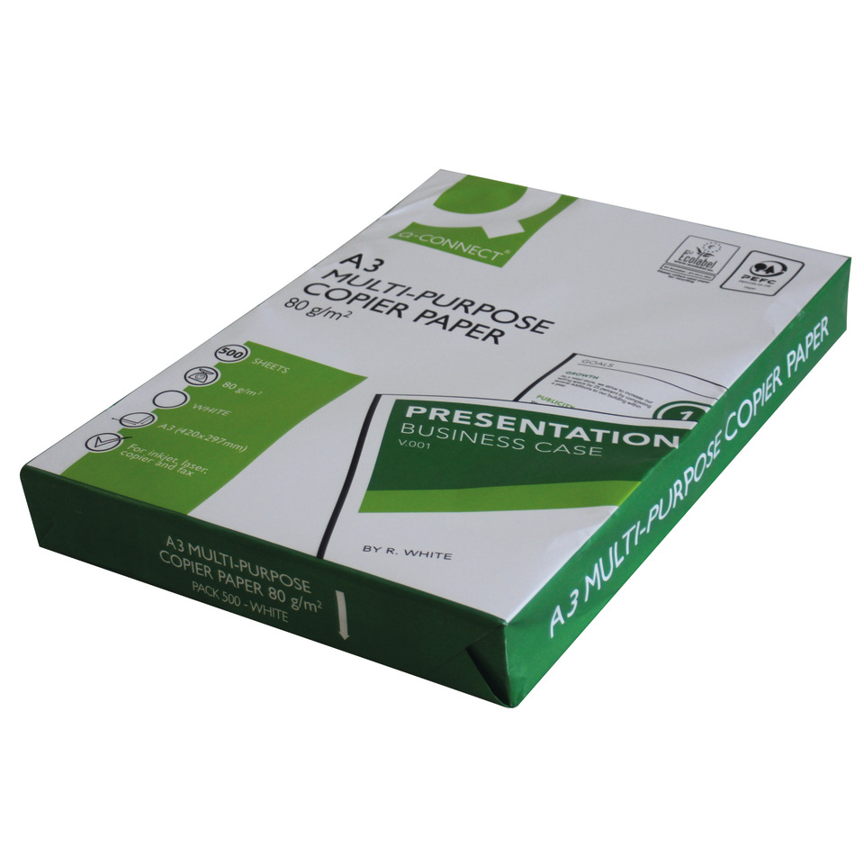 A3 Copierpapier, Allzweckpapier, 80 g/m², weißes Papier, Packung zu 500 Blättern