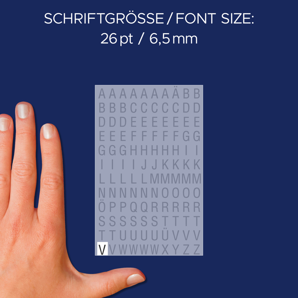 alphabet chart, letter grid, print sample, hand scale, keyboard reference