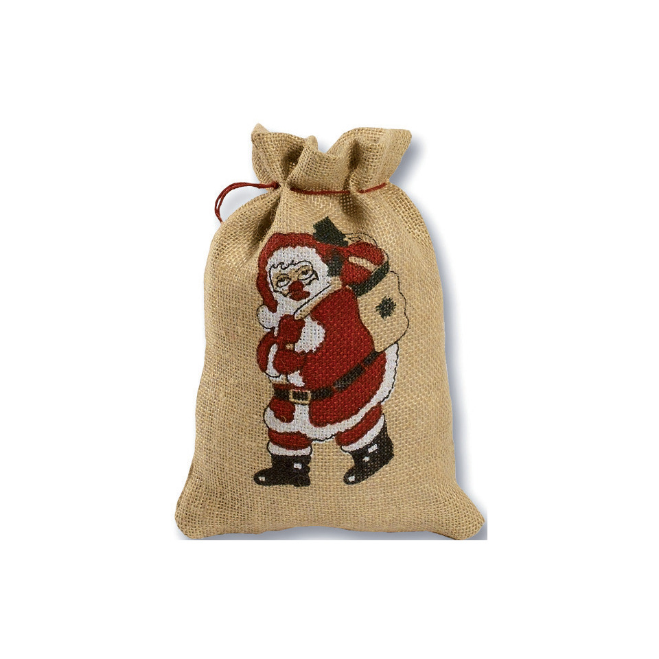 Jute Tasche, Sacktasche, Weihnachtsmotiv, Santa Claus, Gespickte Tasche