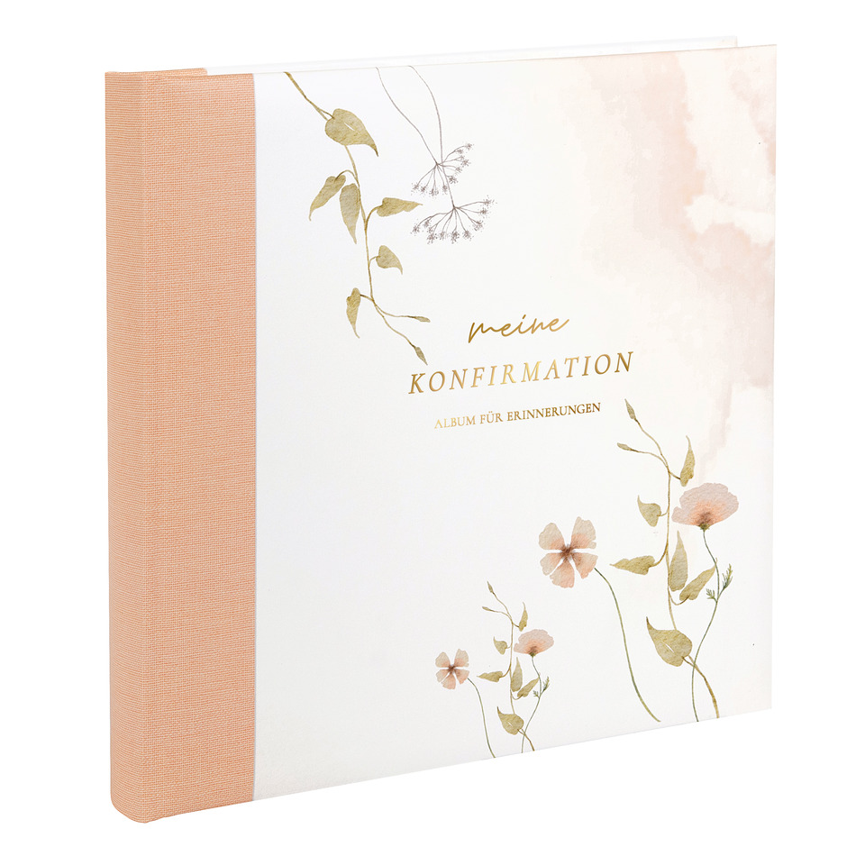 Album, Konfirmation, Erinnerungen, Blumenmuster, Texture Lederband